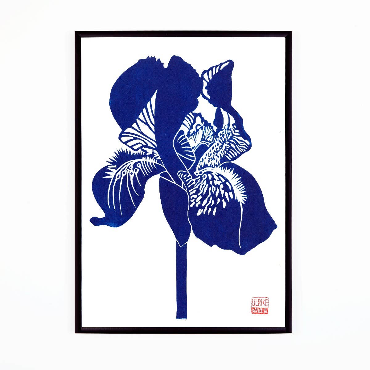 Lino Print - Iris Blue (A3)