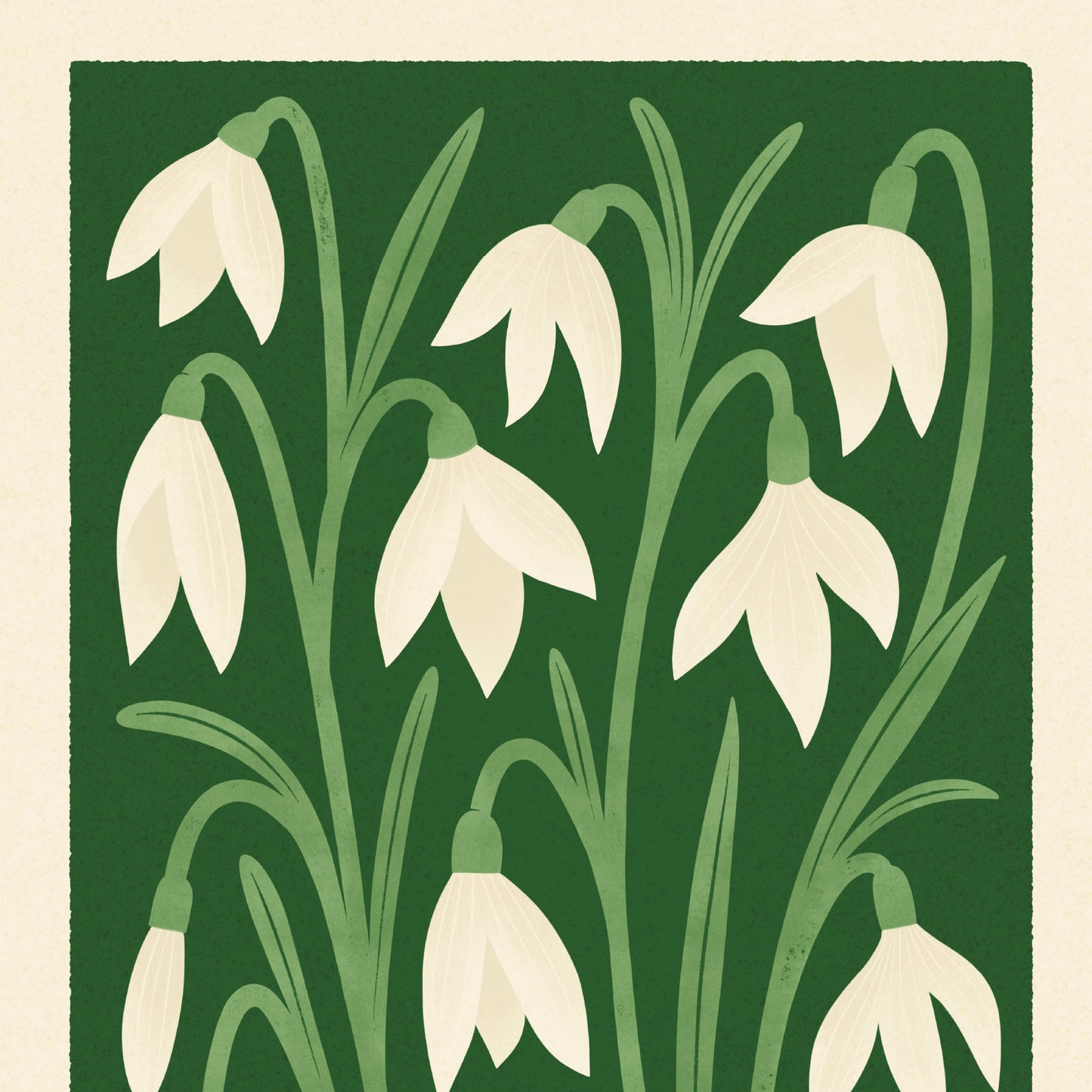 Snowdrop | Modern-Retro Wildflower Art Print Wall Decor: A4 - 210 x 297 mm (8.3 x 11.7 inches)