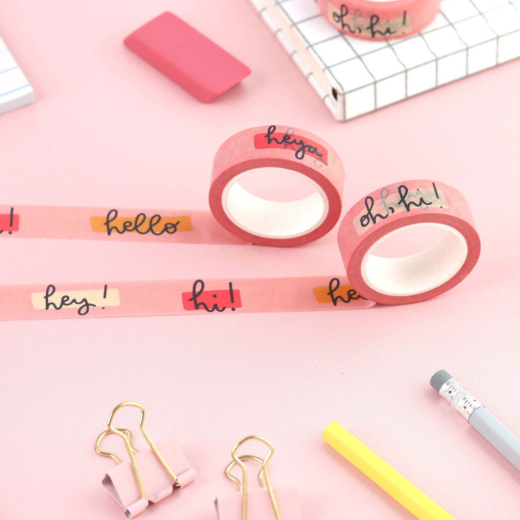 Washi tape - pink hello