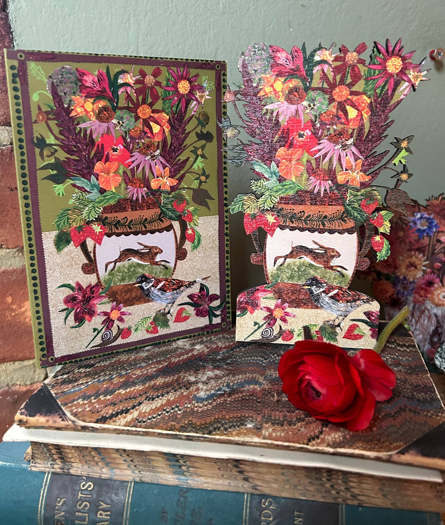 Berries and blooms laser cut birch plywood keepsake and card