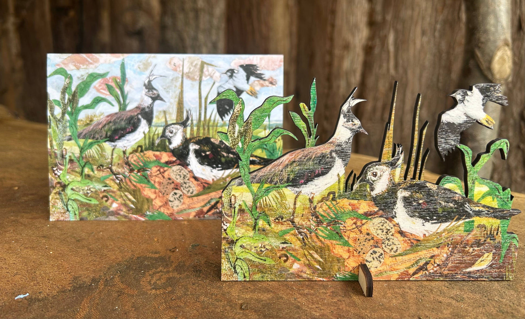 Lapwing Nest laser cut birch plywood keepsake and card