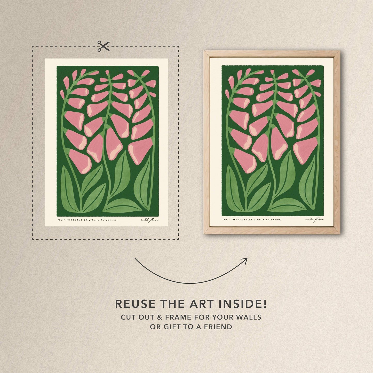 2026 Illustrated Wild Flower Eco friendly Wall Calendar - A4: Naked