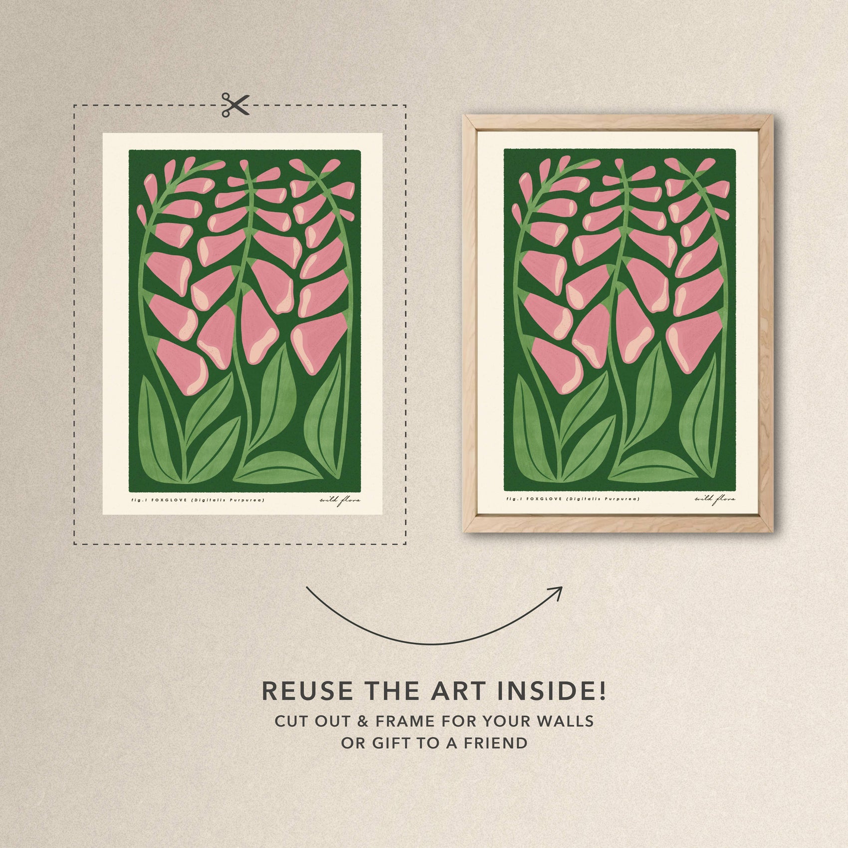 2026 Illustrated Wild Flower Eco friendly Wall Calendar - A4: Naked