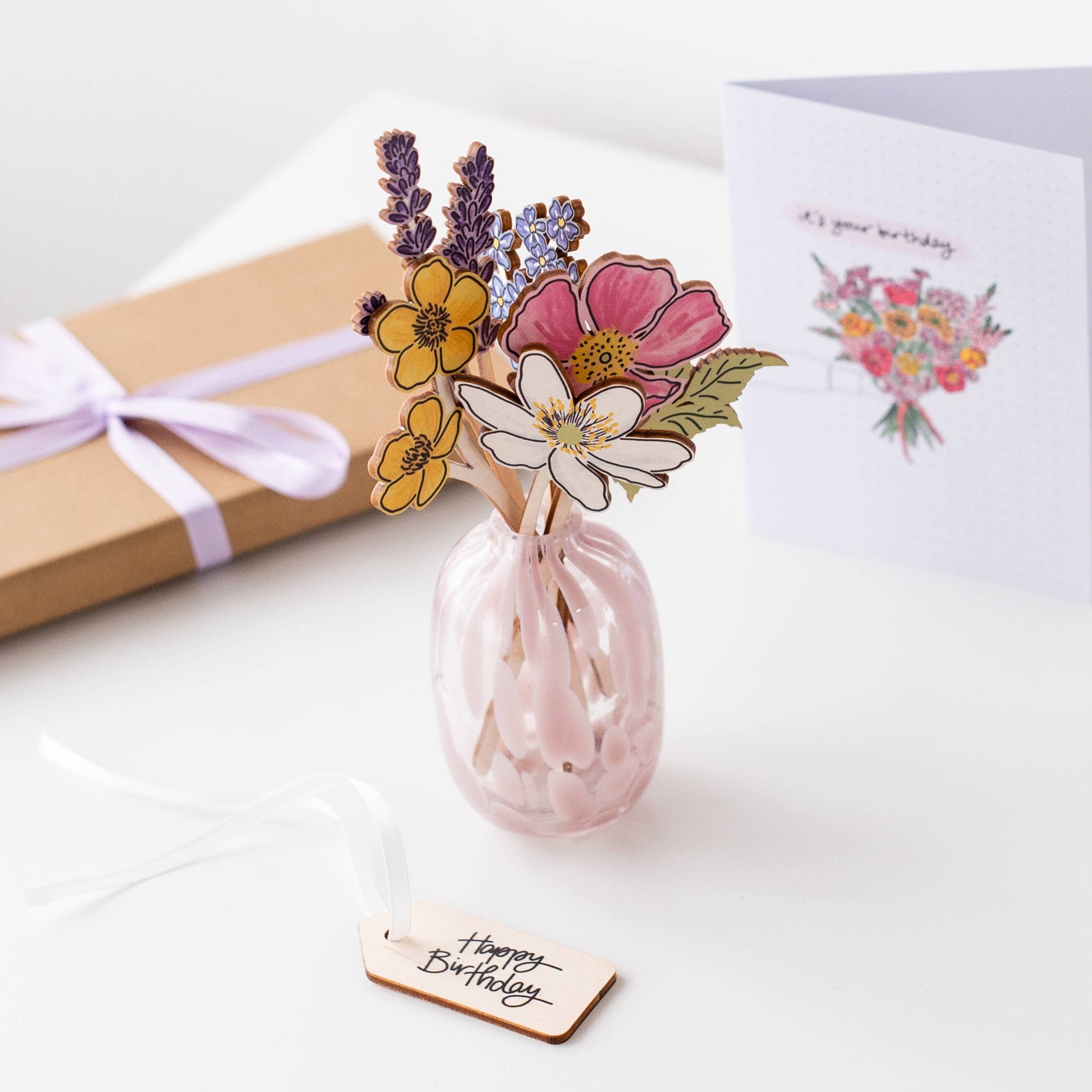 Birthday Wooden Wildflower Bouquet