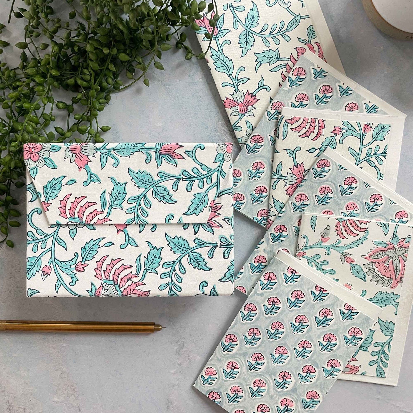 Harriet Handmade Note Card and Envelope Set | Block Printed