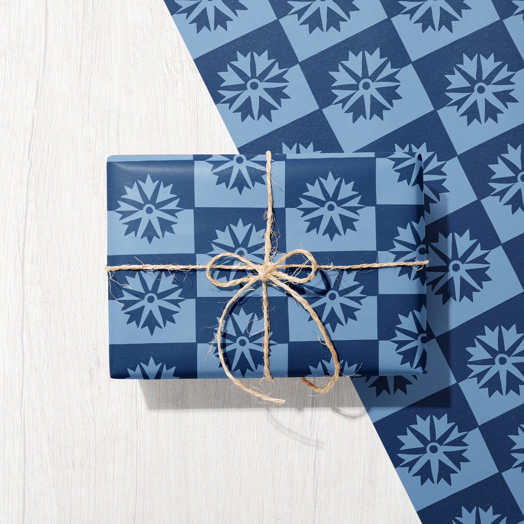 Cornflower Wildflower | Checkered Recycled Gift Wrap Paper
