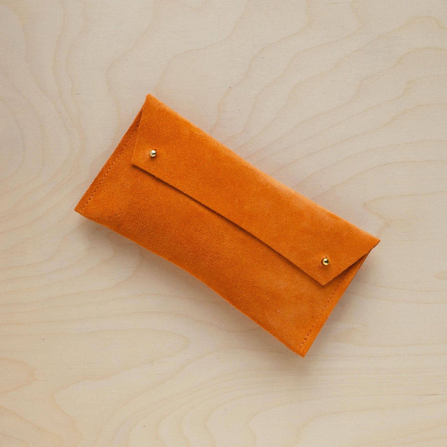 Suede Double Stud Glasses Case: Plum Purple / Gold
