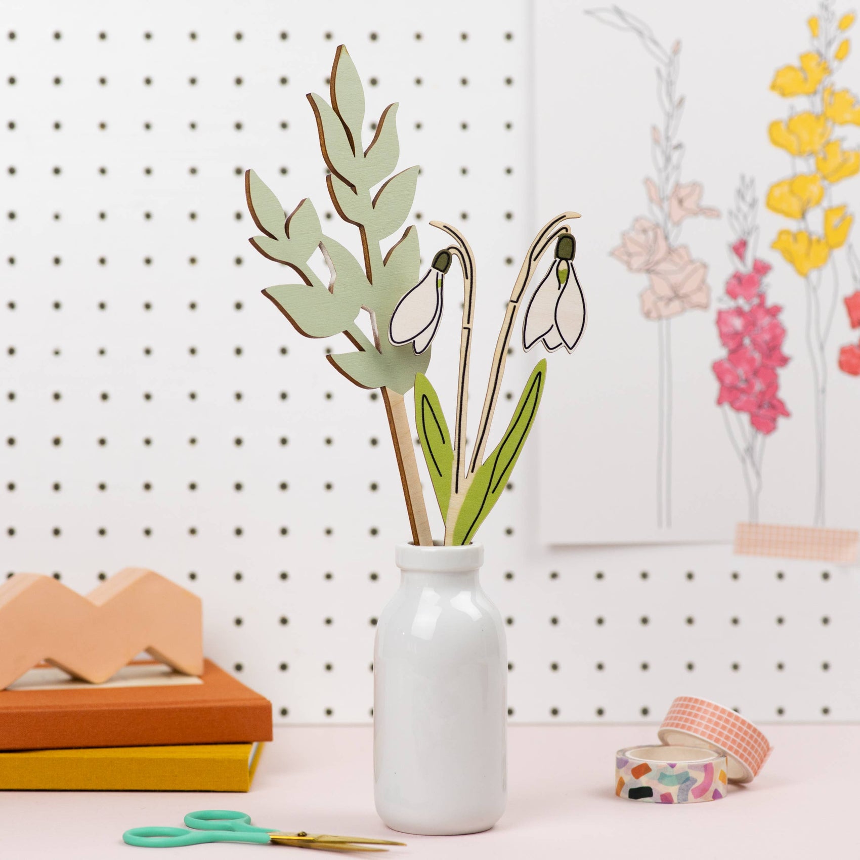 Wooden Flower - Snowdrop