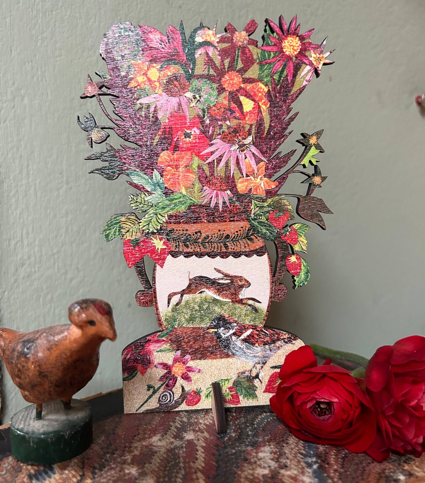 Berries and blooms laser cut birch plywood keepsake and card