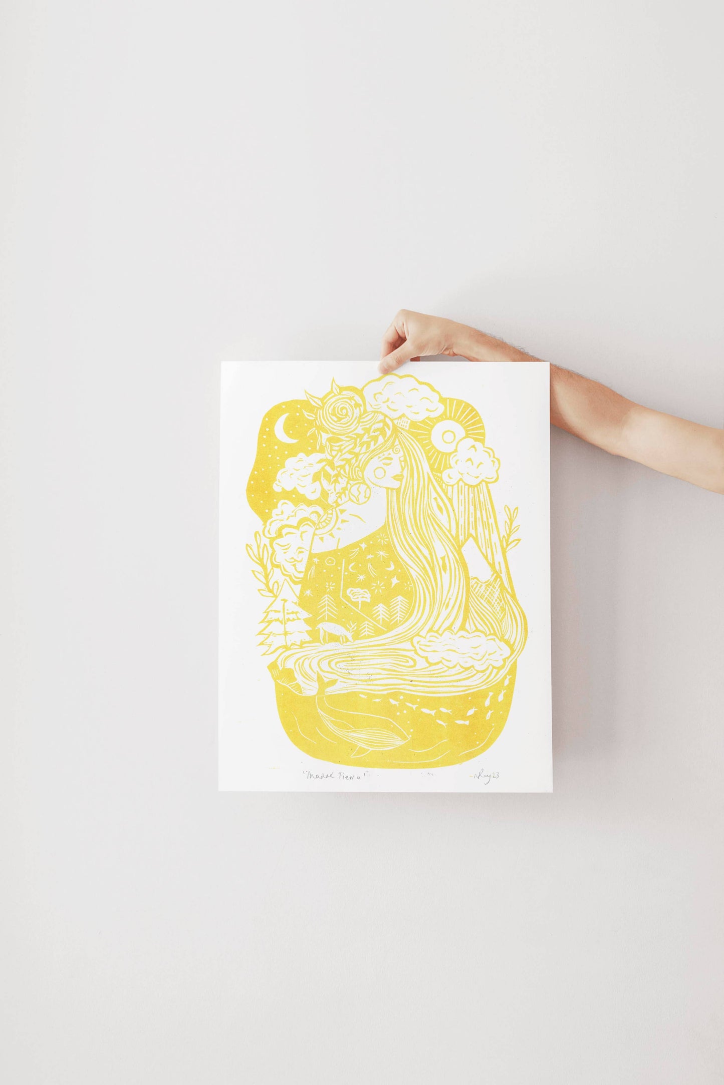 Madre Tierra riso print, hippy art, mother earth, goddess