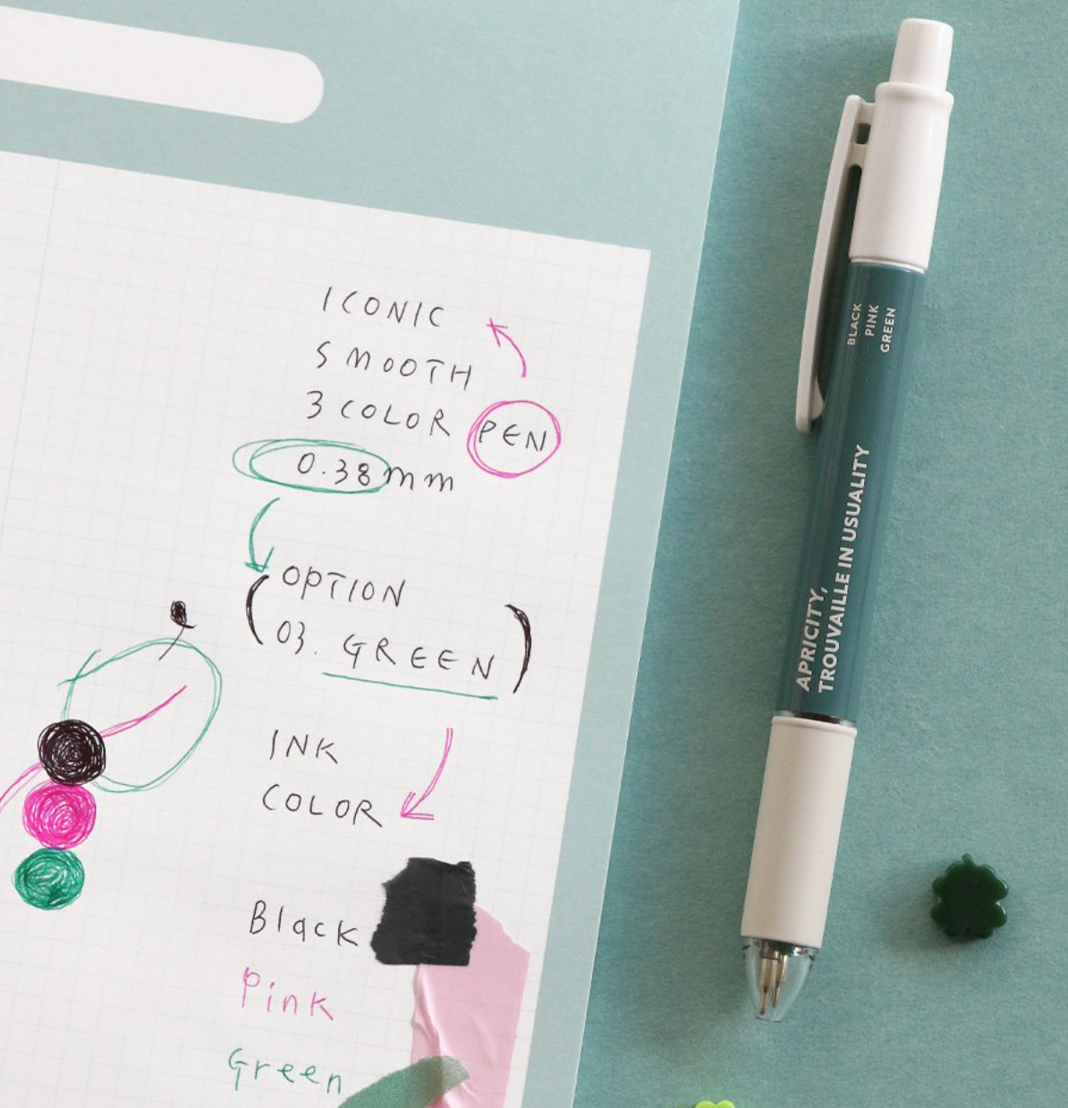 Iconic Smooth 3 Colour Pen 0.38mm: Green