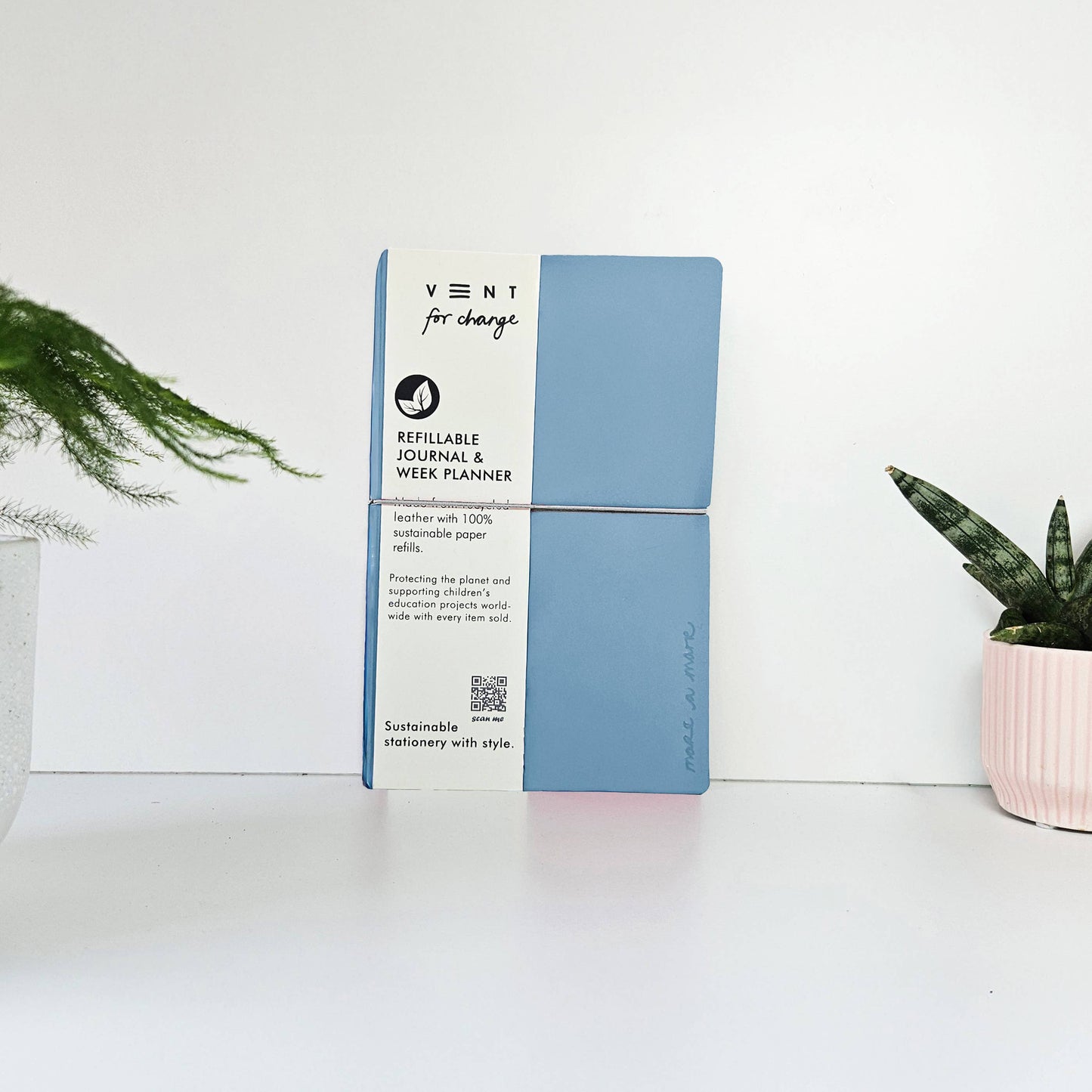 Make a Mark Refillable Planner Dusty Blue - Recycled Leather