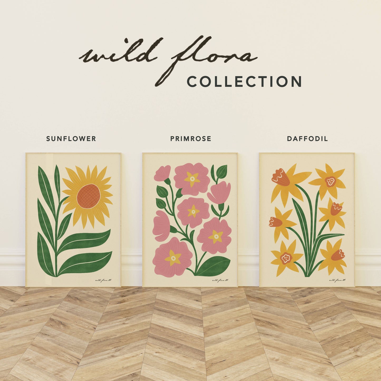 Primrose | Modern-Retro Wildflower Art Print | Wall Decor: A5 - 148 x 210 mm (5.8 x 8.3 inches)