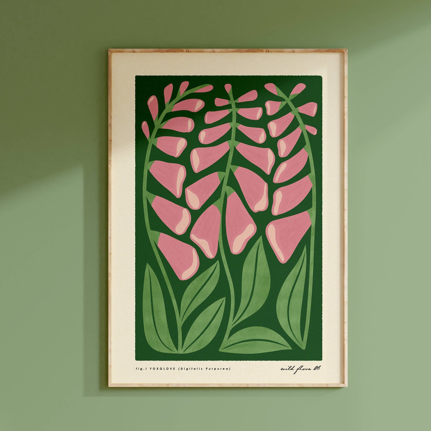 Foxglove | Modern-Retro Wildflower Art Print | Wall Decor: A4 - 210 x 297 mm (8.3 x 11.7 inches)