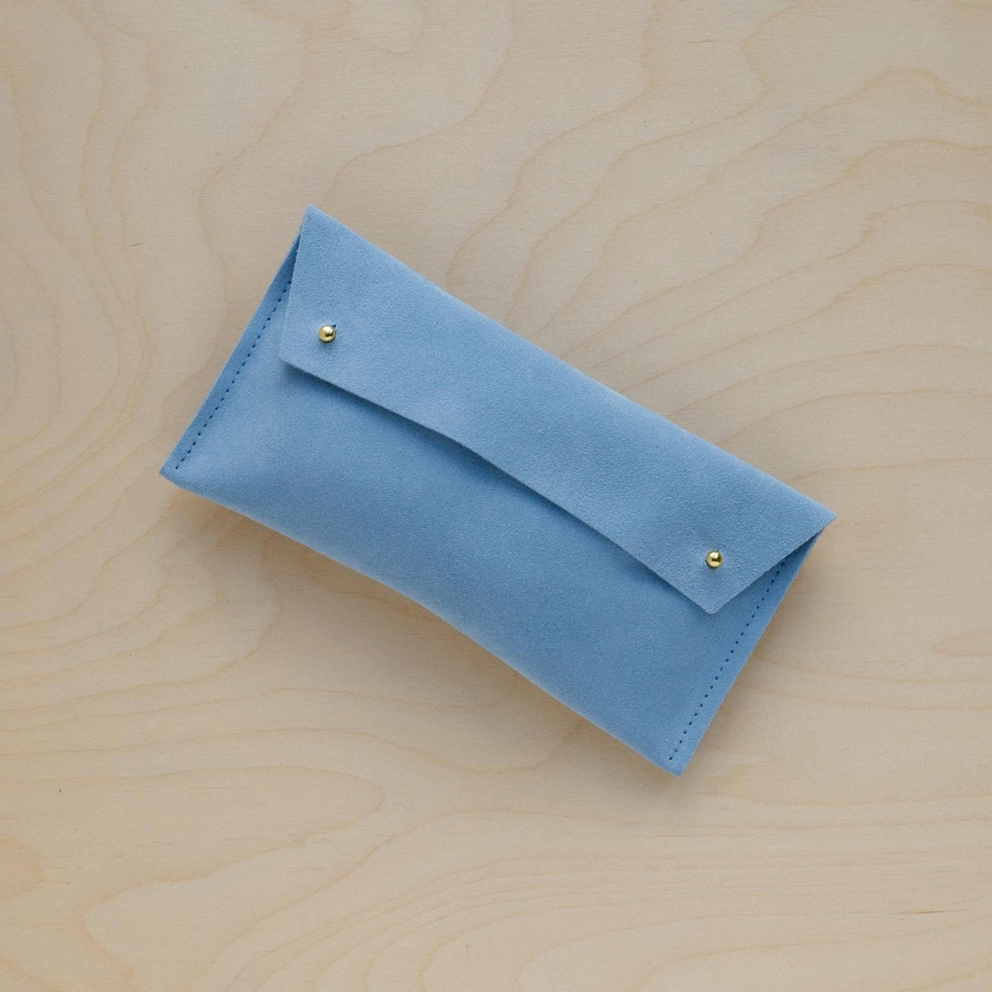 Suede Double Stud Glasses Case: Plum Purple / Gold