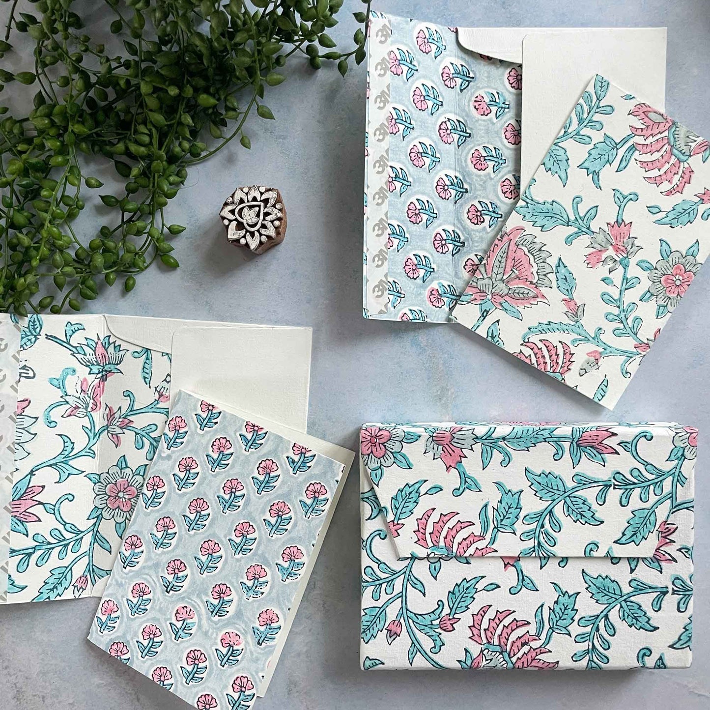 Harriet Handmade Note Card and Envelope Set | Block Printed