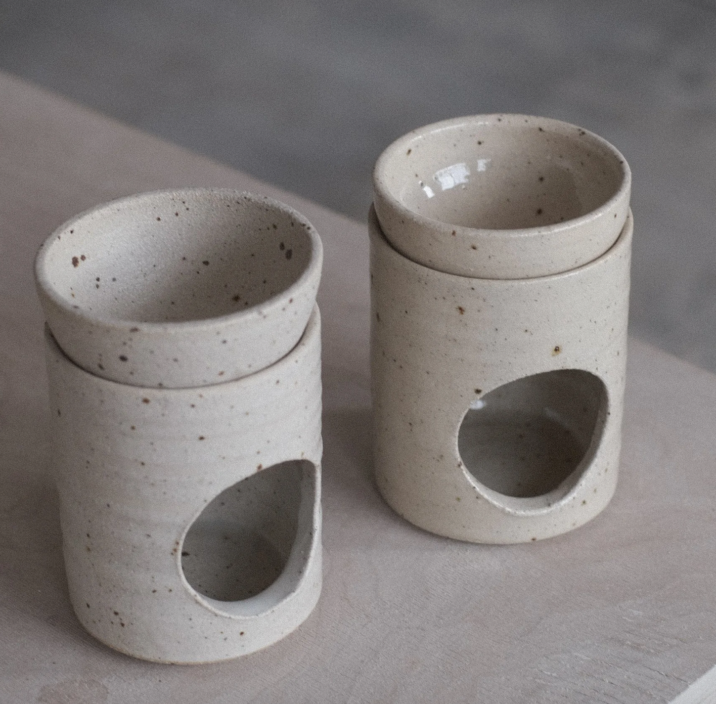 Hand thrown stoneware oil burner