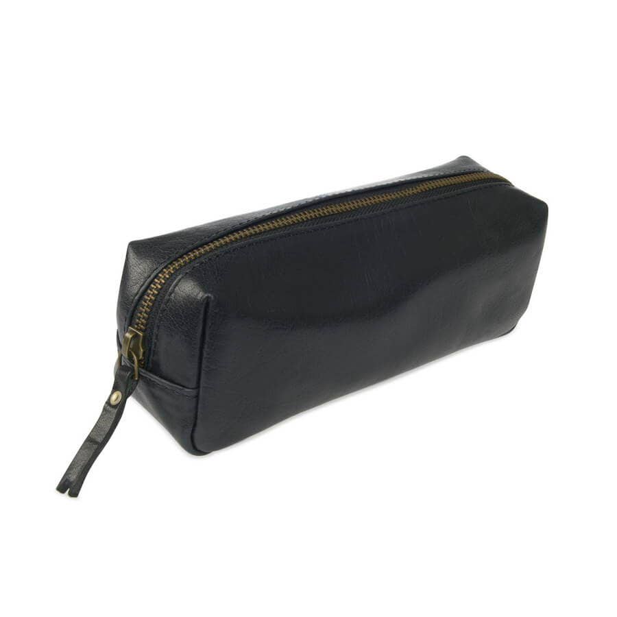 Leather Pencil Case With Personalisation: Black