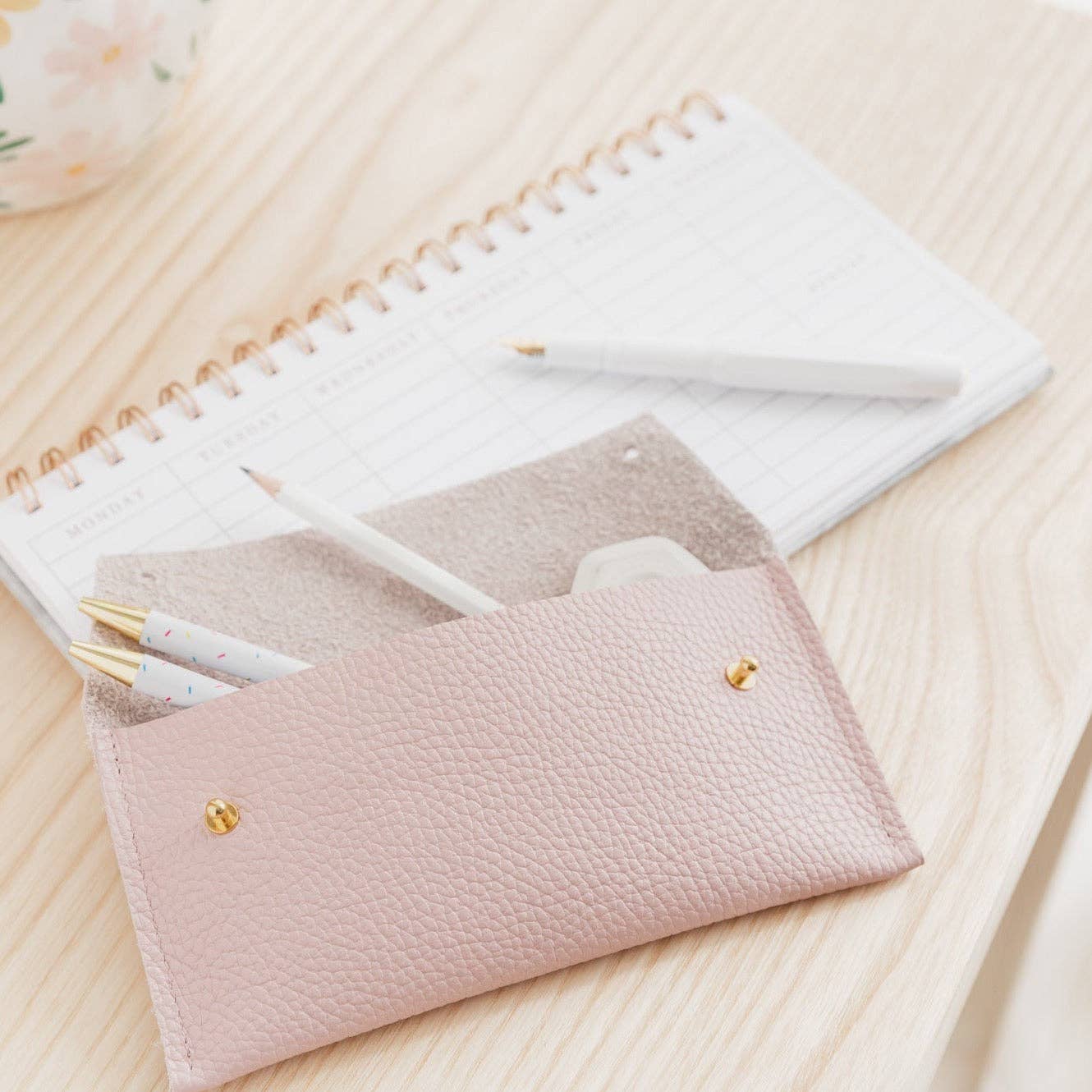 Leather Pen Case: Olive / Gold