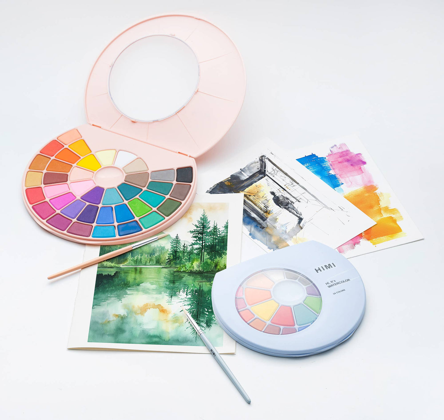 HIMI Solid Watercolour Set 38 In Pans Colours, Pink
