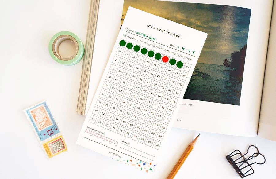 Paperian Goal Tracker 100 Days: White