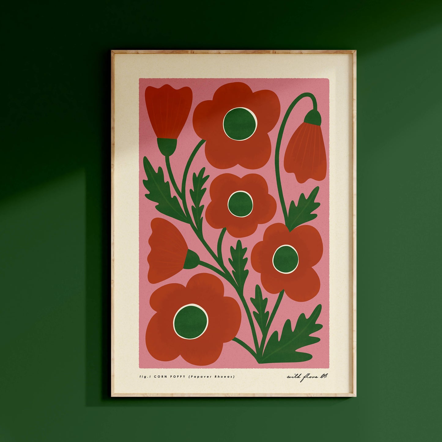 Corn Poppy | Modern-Retro Wildflower Art Print | Wall Decor: A4 - 210 x 297 mm (8.3 x 11.7 inches)