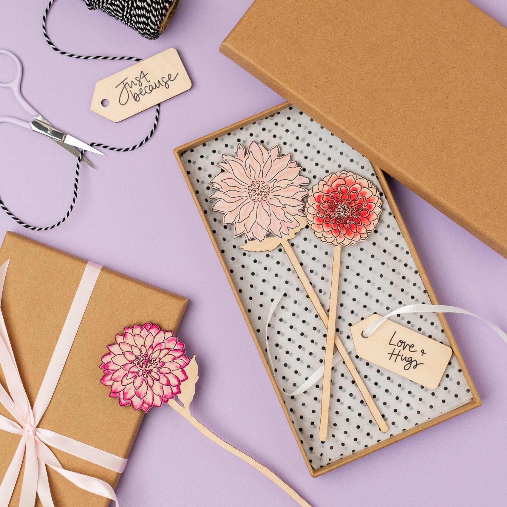 Bouquet Of Wooden Dahlias - Wooden Flowers - UK Made