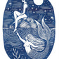 Trick of the Light riso print, mermaid, swimmer, seaside