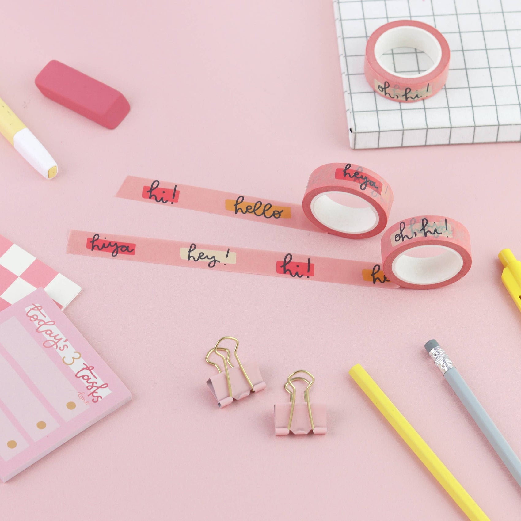 Washi tape - pink hello