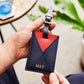 Leather Envelope Luggage Tag: Black and Gold