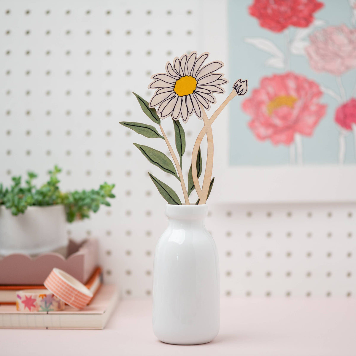 Wooden Birth Flowers - Sustainable Birthday Gift - UK Made: October - Marigold