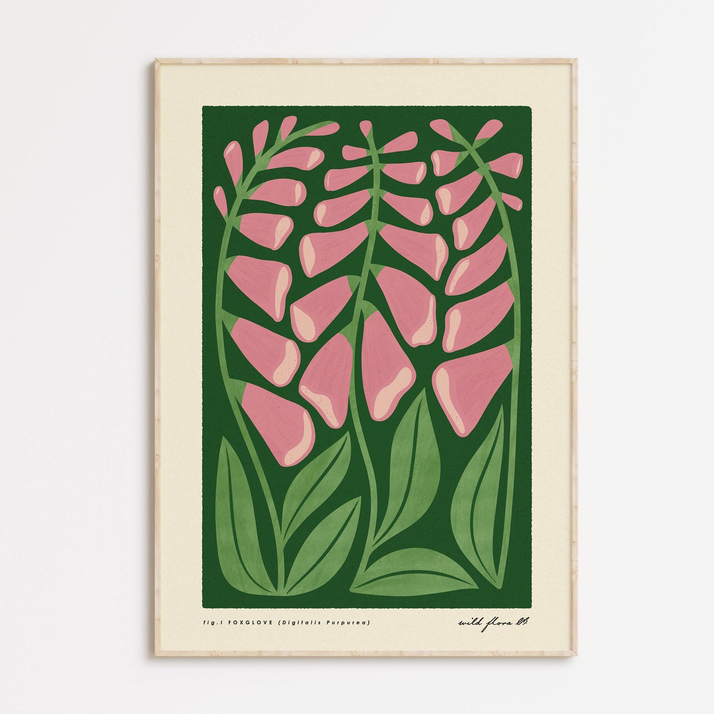 Foxglove | Modern-Retro Wildflower Art Print | Wall Decor: A4 - 210 x 297 mm (8.3 x 11.7 inches)