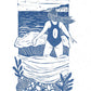 Sea Air riso print, swimmer, sea swim, windy, nature, woman