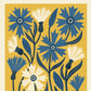 Cornflower | Modern-Retro Wildflower Art Print Wall Decor: A3