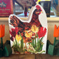 Penny in the Tulips die cut blank greeting card