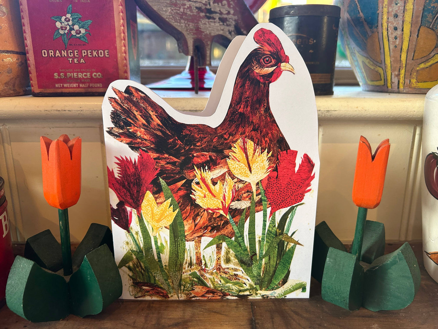 Penny in the Tulips die cut blank greeting card