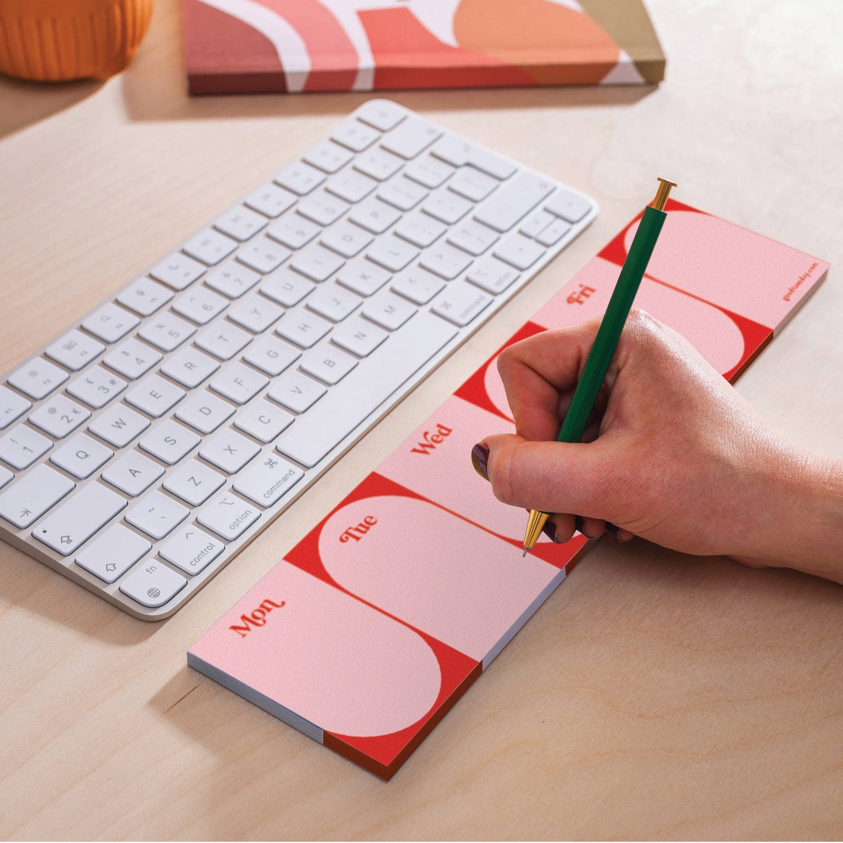 Keyboard Weekly Planner Pad | Pink & Red