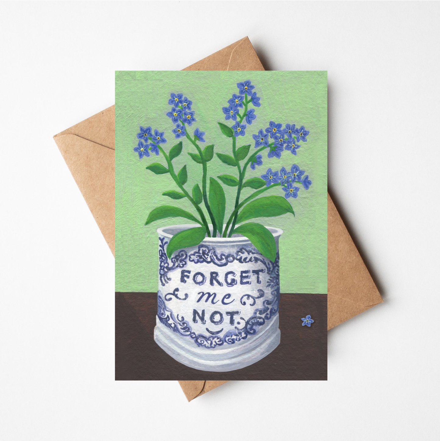 Forget-me-nots in Blue & White Cup Card : Regular