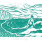 Seas the Day print, swimmer, woman, sea, waves, seaside