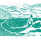 Seas The Day Card, swimmer, woman, sea, waves, seaside, swim