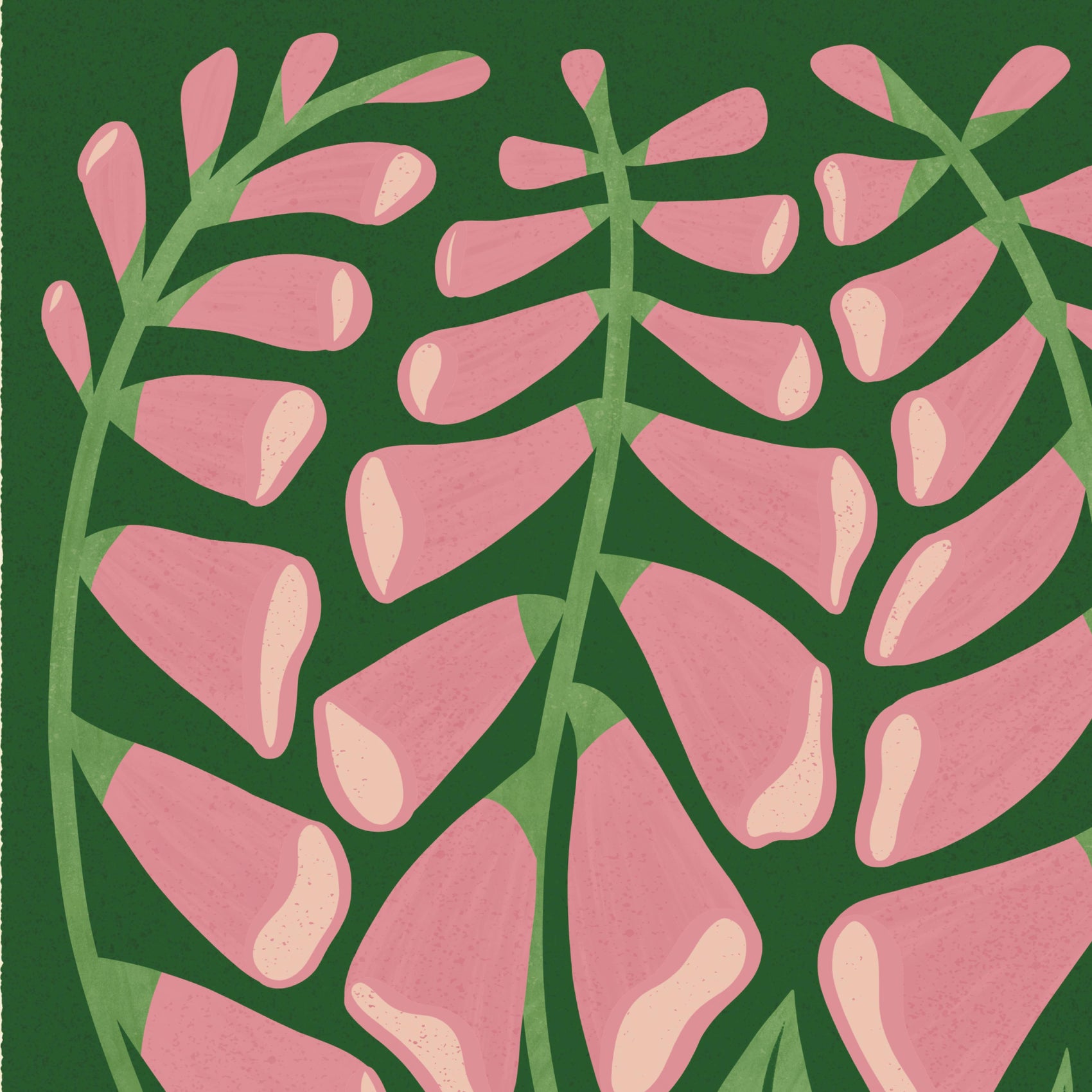 Foxglove | Modern-Retro Wildflower Art Print | Wall Decor: A4 - 210 x 297 mm (8.3 x 11.7 inches)