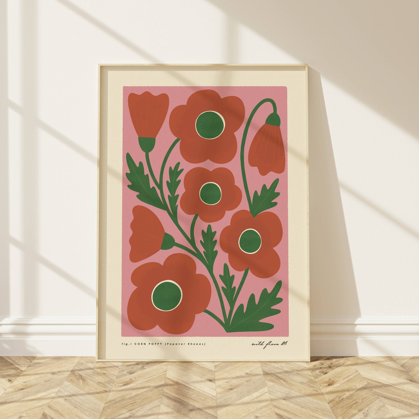 Corn Poppy | Modern-Retro Wildflower Art Print | Wall Decor: A4 - 210 x 297 mm (8.3 x 11.7 inches)