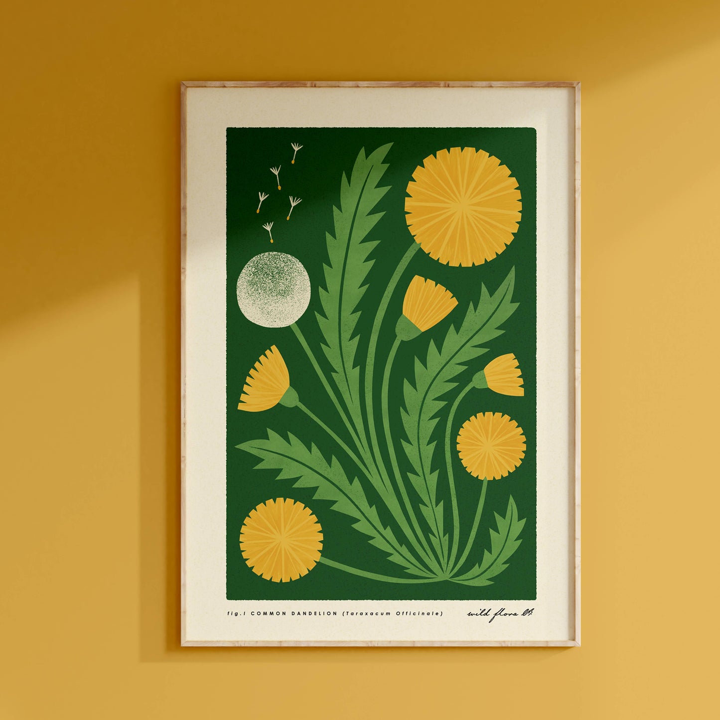 Dandelion | Modern-Retro Wildflower Art Print | Wall Decor: A4 - 210 x 297 mm (8.3 x 11.7 inches)