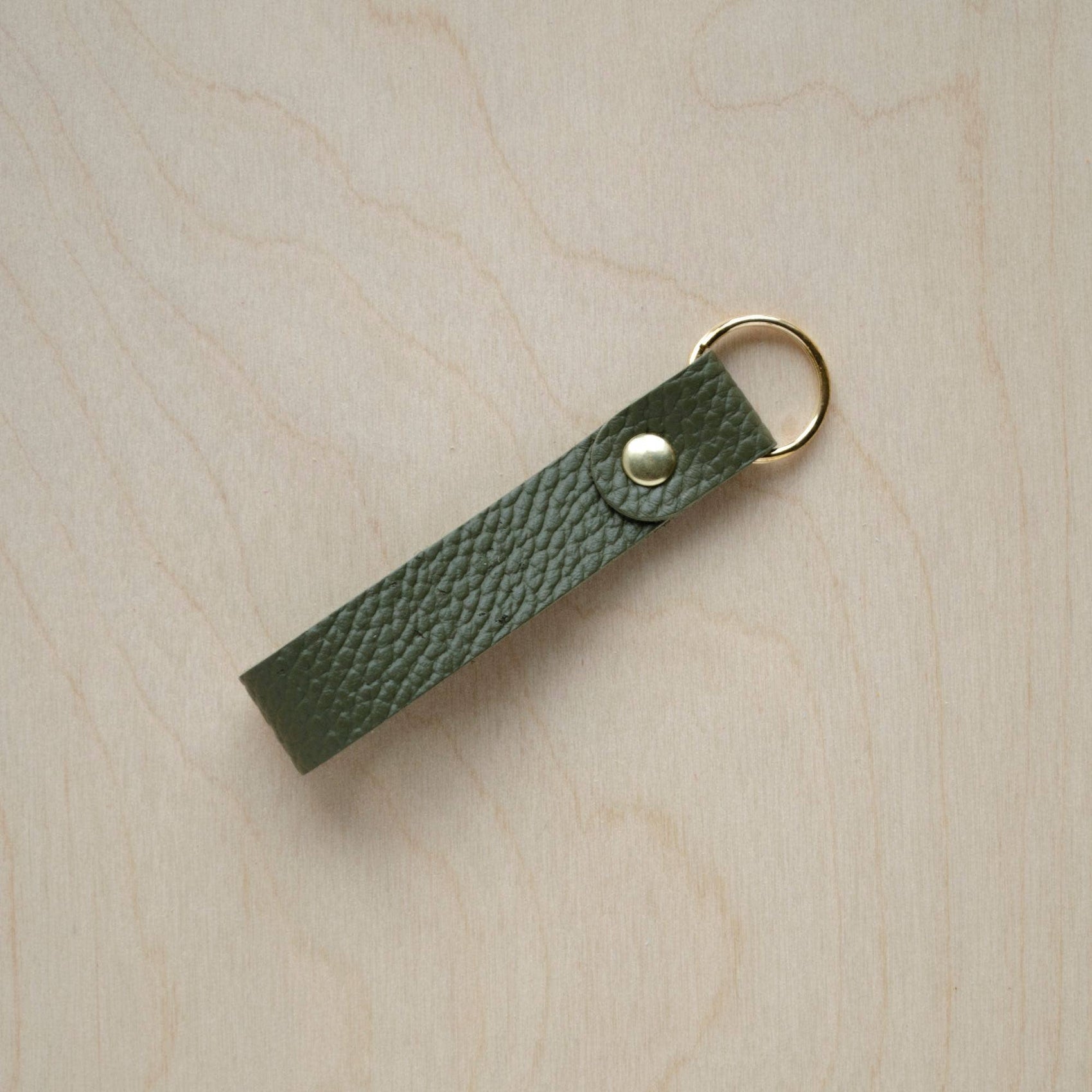 Leather Loop Keyrings: Olive / Gold