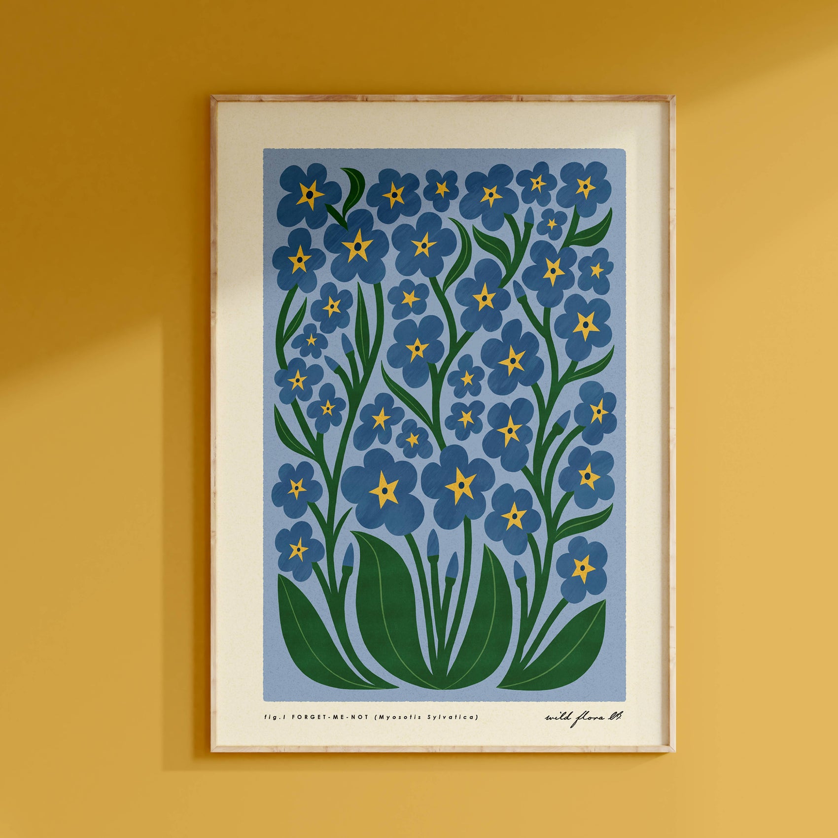 Forget Me Not | Modern-Retro Wildflower Art Print Wall Decor: A3 - 297 x 420mm (11.7 x 16.5 inches)