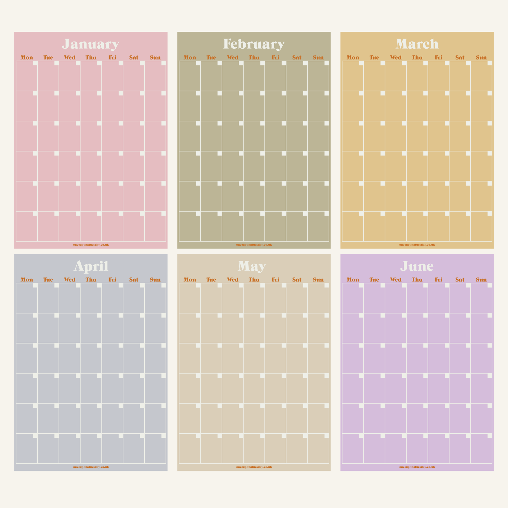 Monthly Undated A3 Wall Planner | 12 Pages | Pastels