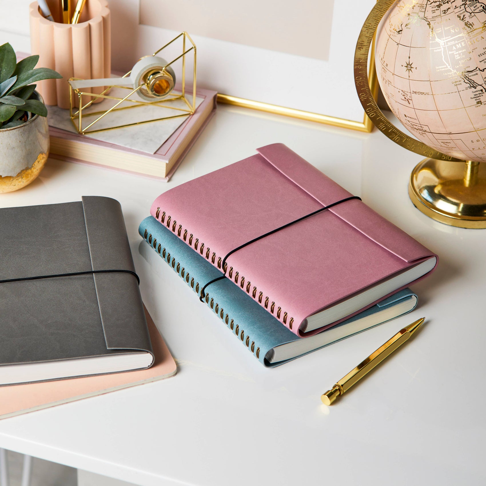 A5 Vegan Leather Notebook: Dusky Rose