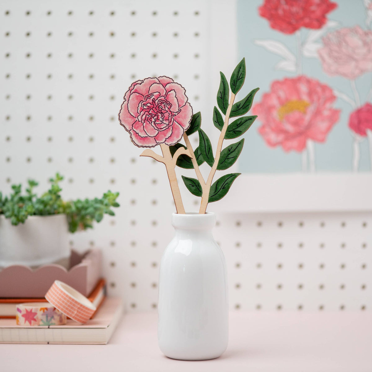 Wooden Birth Flowers - Sustainable Birthday Gift - UK Made: June - Rose