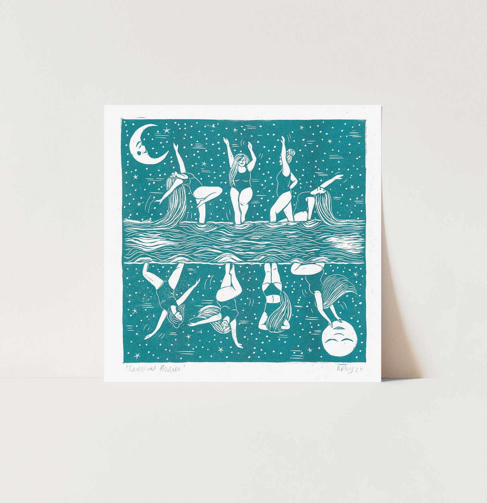 Celestial Bodies riso, swimming, friends, ocean, mooncycle