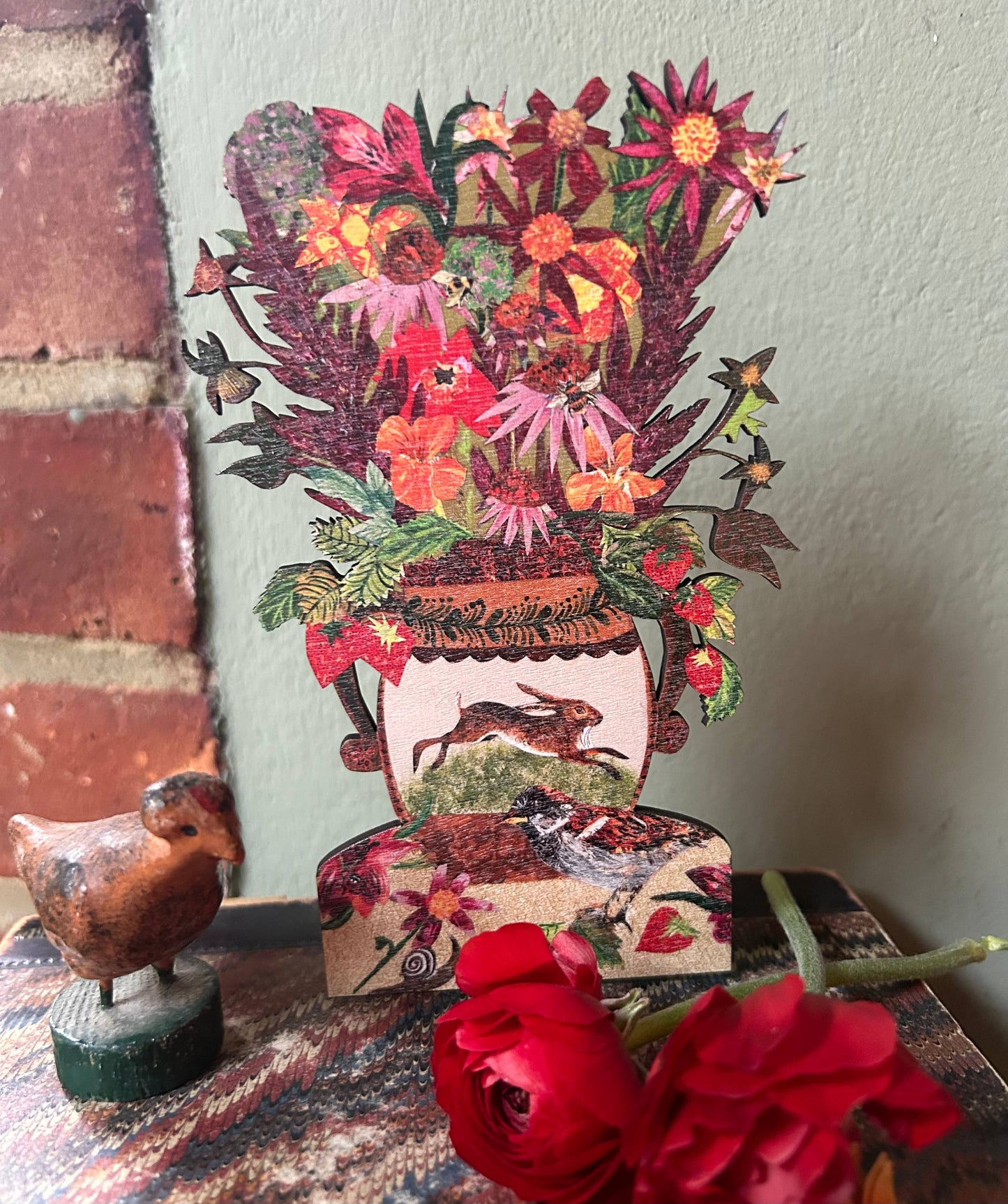 Berries and blooms laser cut birch plywood keepsake and card